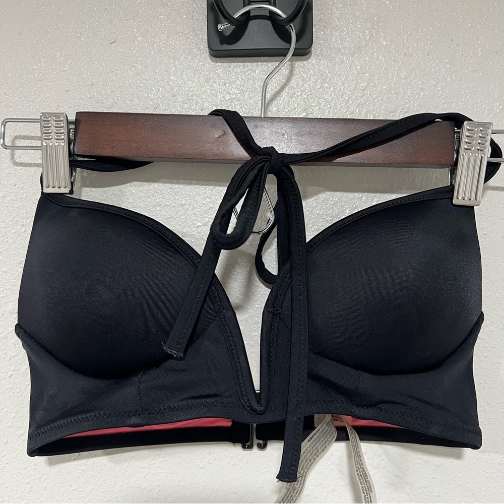 Victoria’s Secret Pink Deep Plunge V Bikini Swim Top Black Women’s Size XS Small